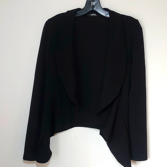 SSOULM Blazer/ Cardigan Draped coller Black Medium - Picture 1 of 7
